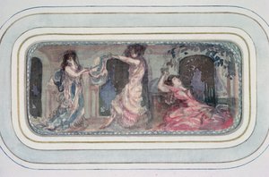 Deux figures féminines dansant dans une pièce, une autre allongée - Charles Edward Conder